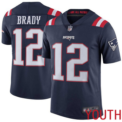 New England Patriots Football #12 Rush Vapor Untouchable Limited Navy Blue Youth Tom Brady NFL Jersey->women nfl jersey->Women Jersey